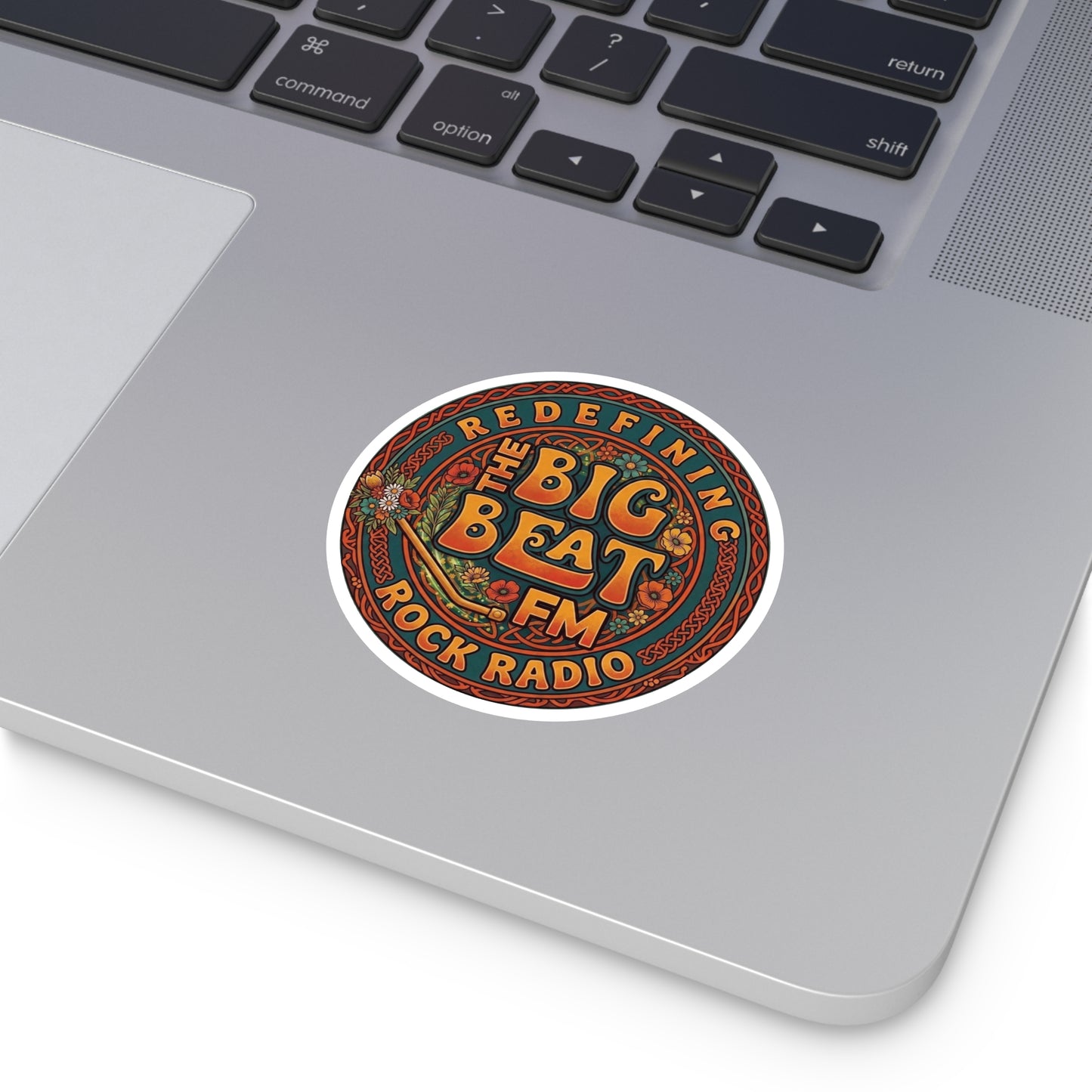 Round Sticker — "The Big Beat FM" Retro Rock Radio Sticker (Indoor/Outdoor)