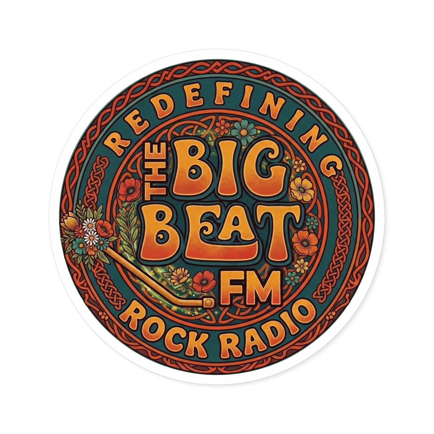 Round Sticker — "The Big Beat FM" Retro Rock Radio Sticker (Indoor/Outdoor)