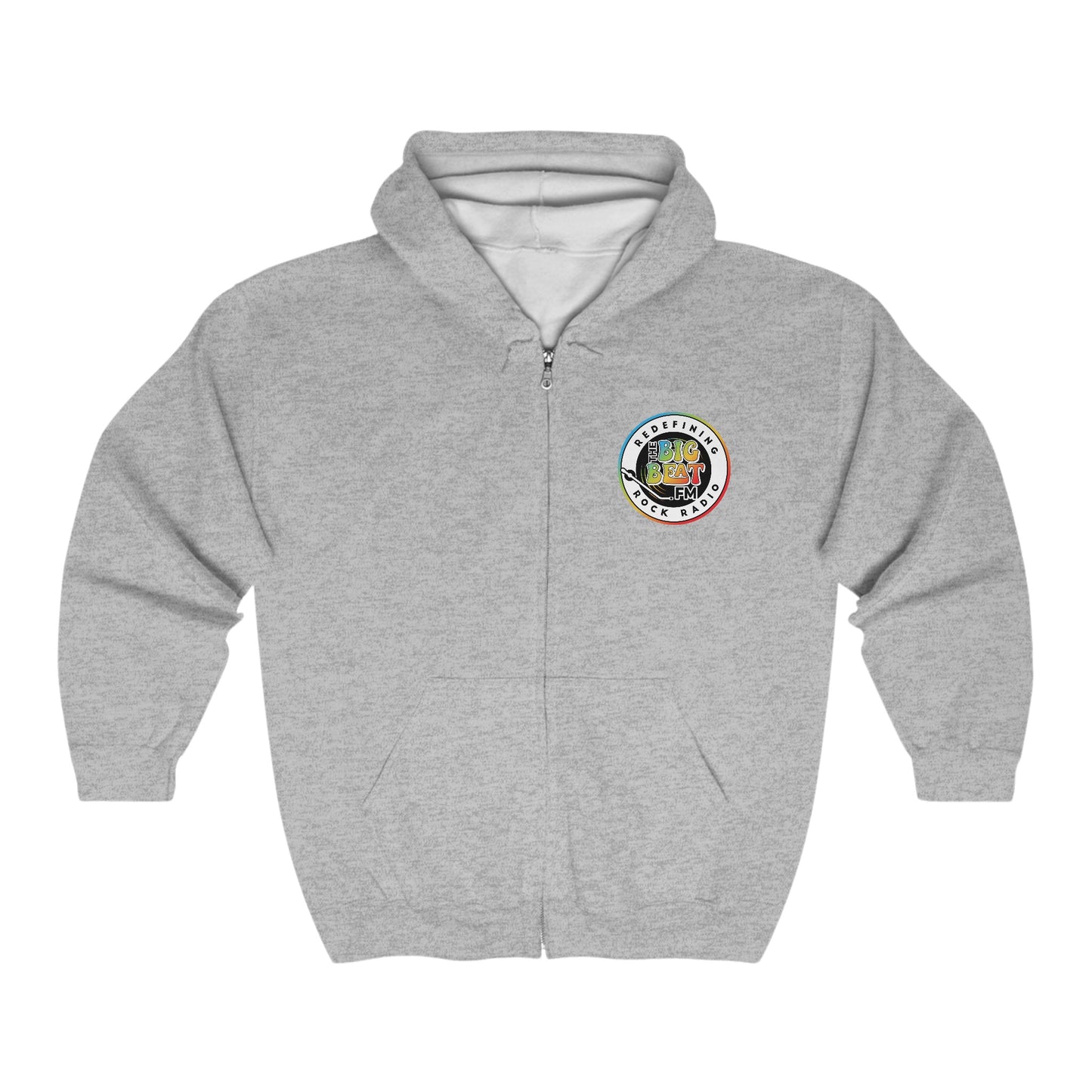 TheBigBeat.FM Unisex Heavy Blend™ Full Zip Hooded Sweatshirt (emblem FRONT and BACK)