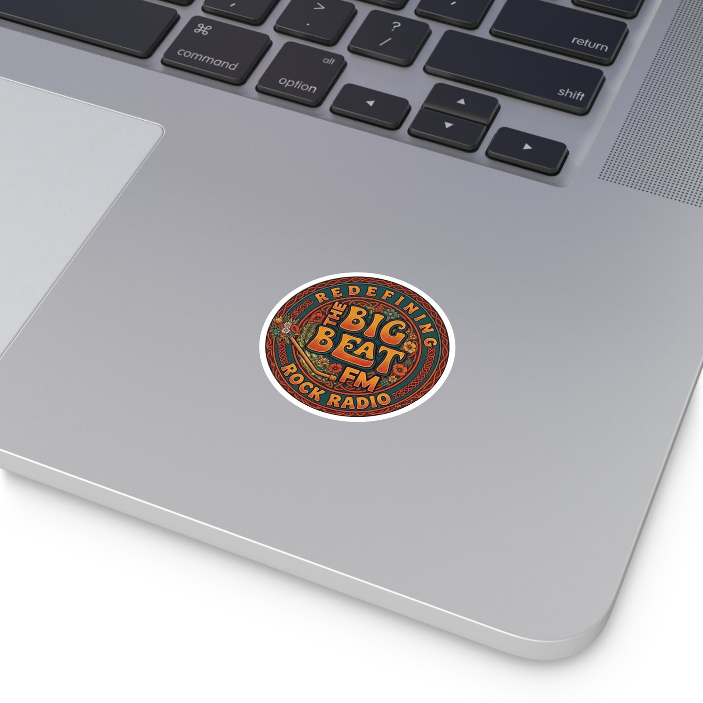 Round Sticker — "The Big Beat FM" Retro Rock Radio Sticker (Indoor/Outdoor)
